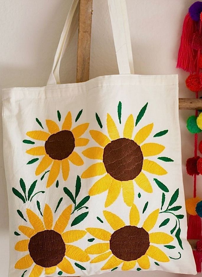 Hand-Painted Cotton Tote Bags - Assorted Designs thumbnail 4