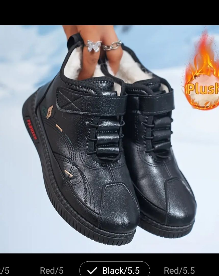 Black Plush Lined Ankle Boots Size 39 thumbnail 3