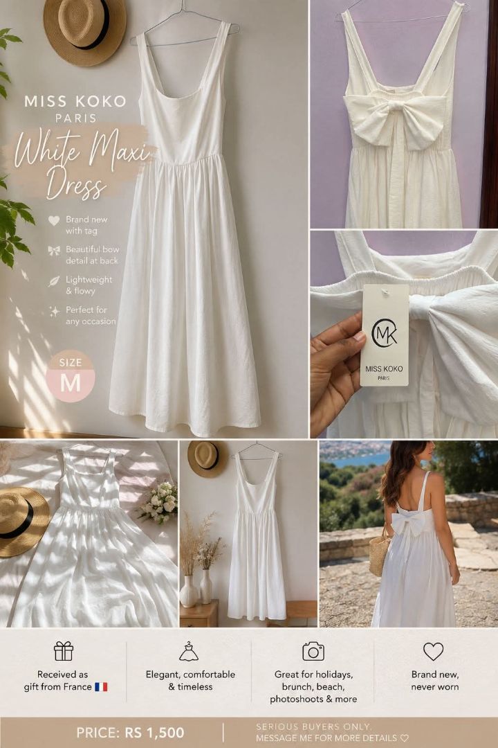 Miss Koko Paris White Maxi Dress Size M - Image 1 of 1