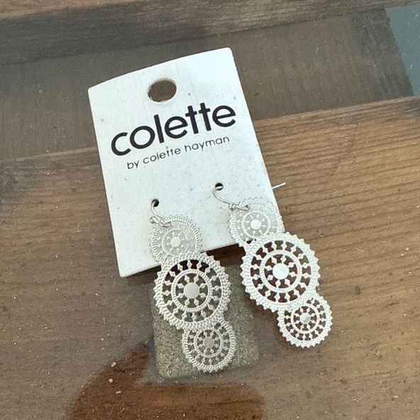 Colette by Colette Hayman Silver Tone Filigree Drop Earrings