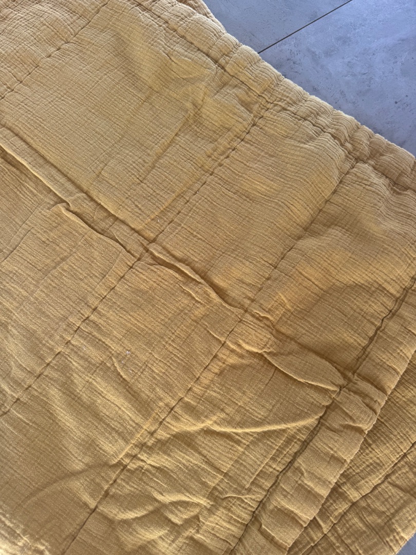Cyrillus Quilted Cotton Gauze Baby Blanket Caramel 144x86cm thumbnail 2