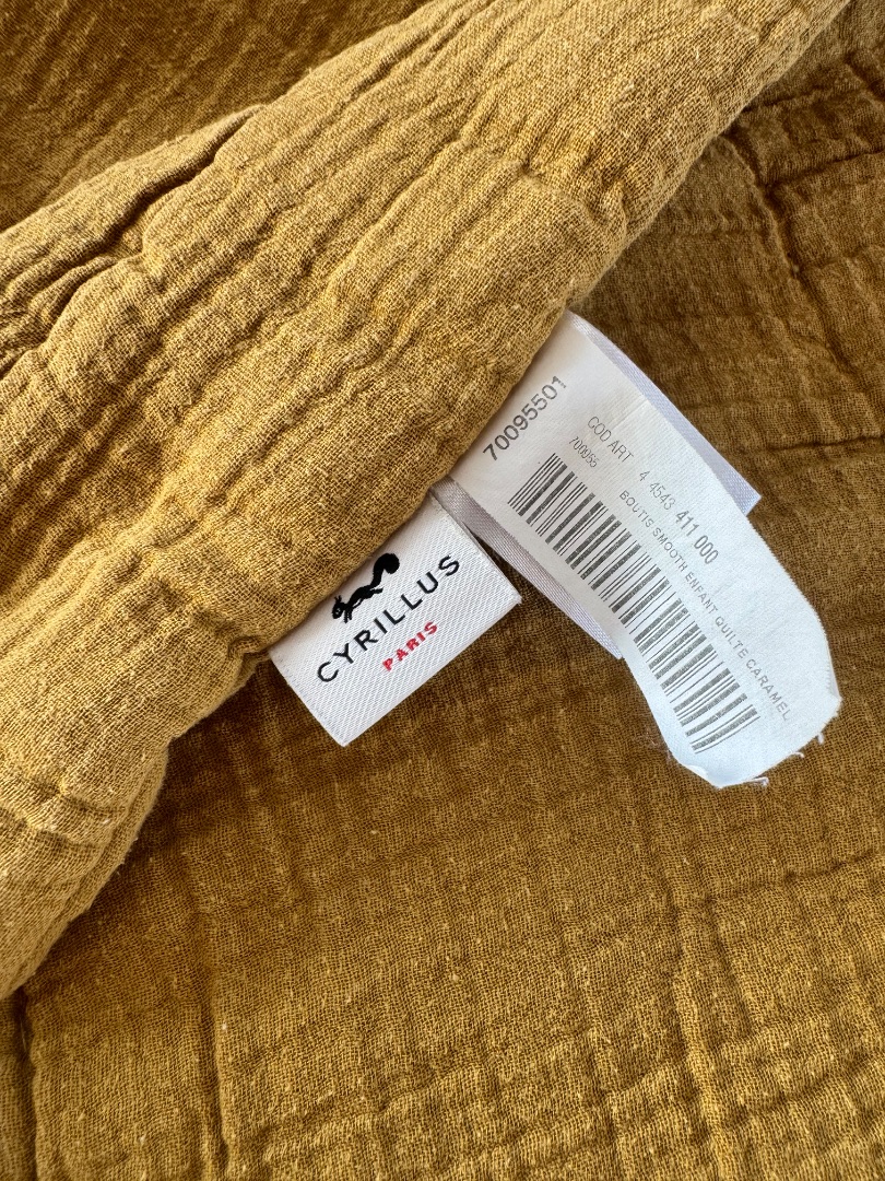 Cyrillus Quilted Cotton Gauze Baby Blanket Caramel 144x86cm thumbnail 3