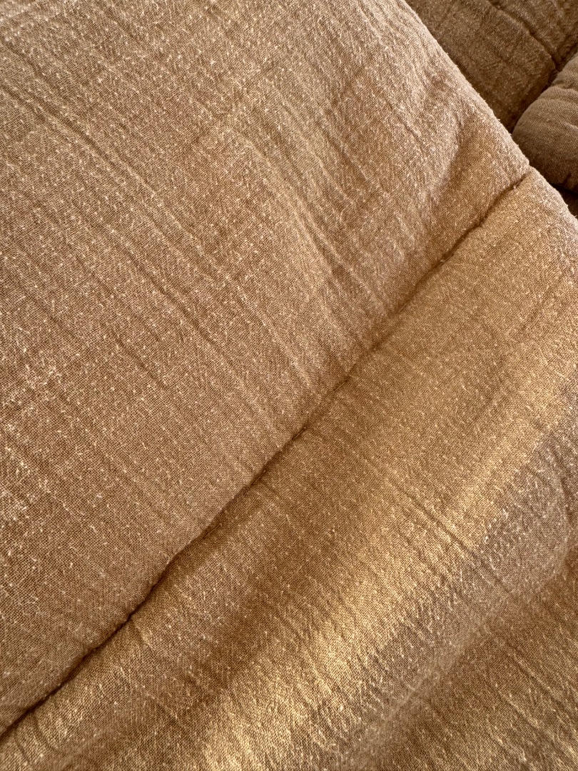 Cyrillus Quilted Cotton Gauze Baby Blanket Caramel 144x86cm thumbnail 5