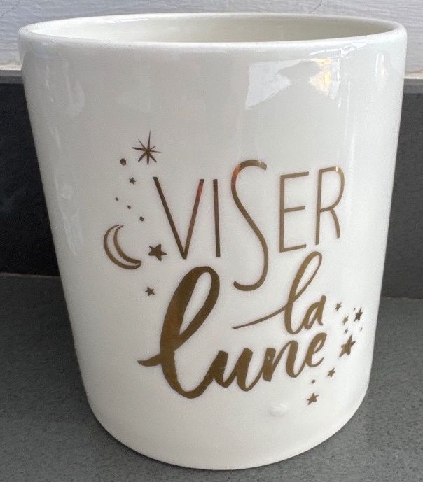 White Ceramic Mug Viser la Lune Gold Stars 13cm