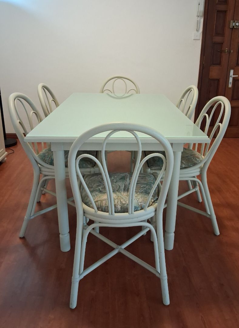 Dining Table Set with Buffet Credenza Beige