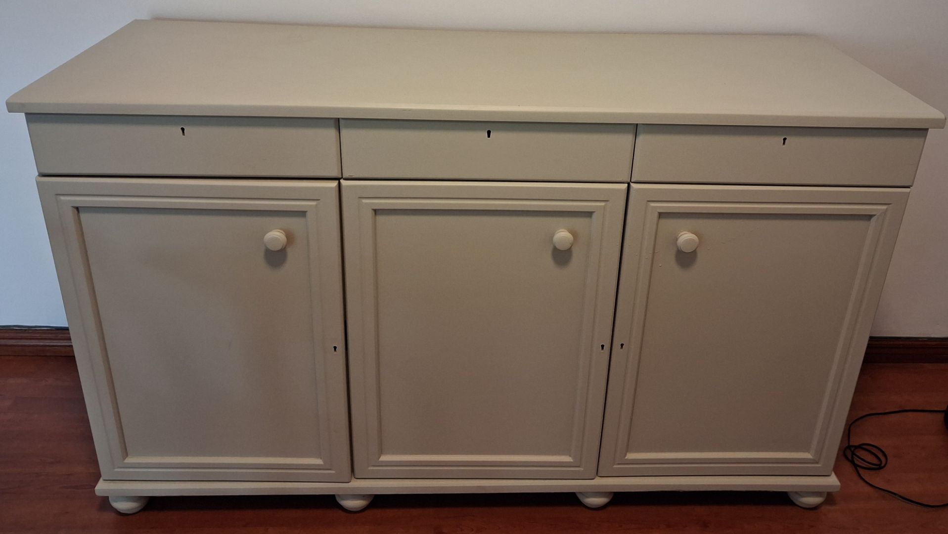 Dining Table Set with Buffet Credenza Beige thumbnail 3