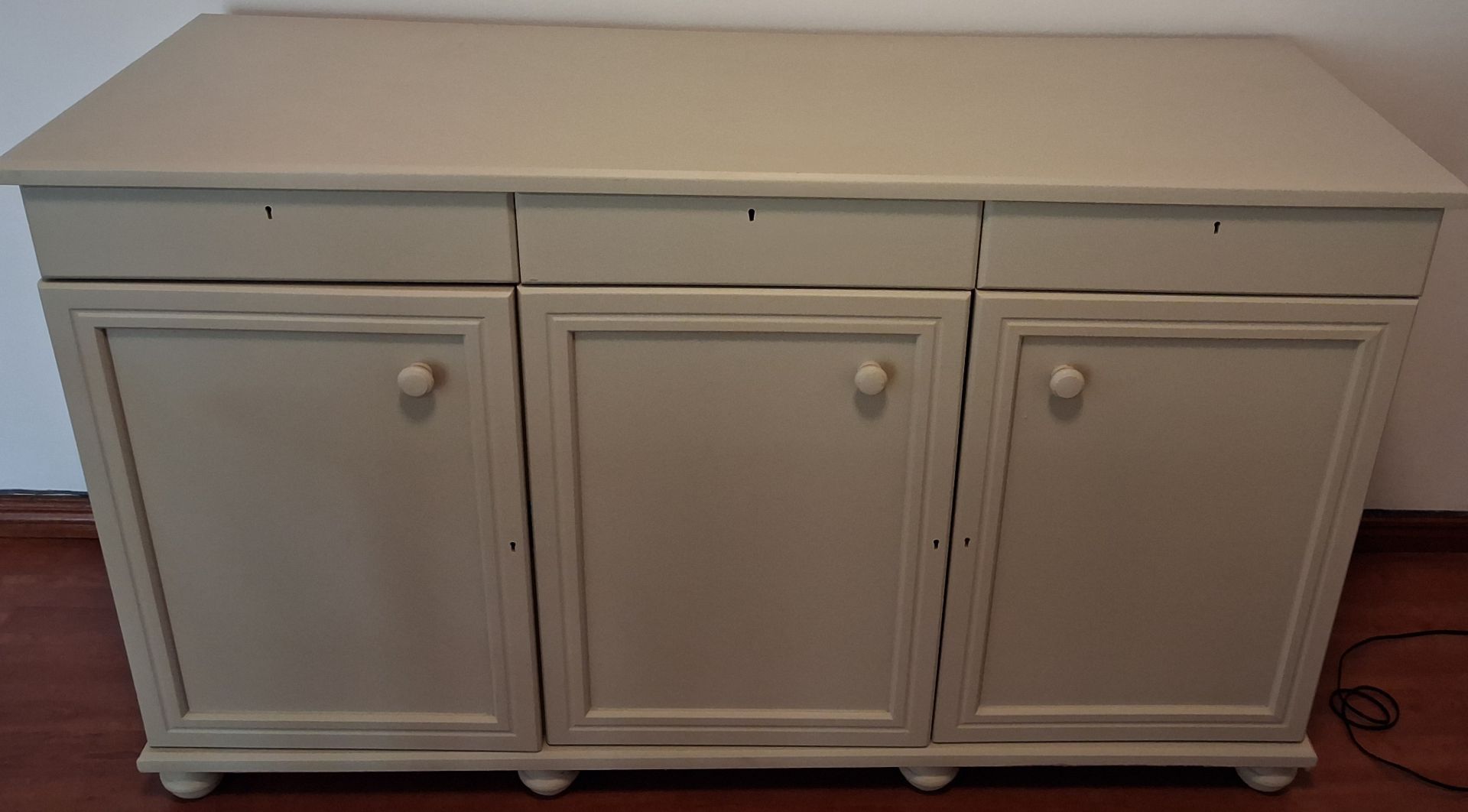 Dining Table Set with Buffet Credenza Beige thumbnail 4