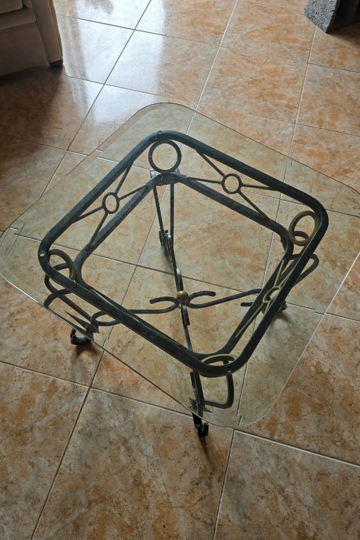 Wrought Iron Coffee Table with Glass Top - Image 1 of 1