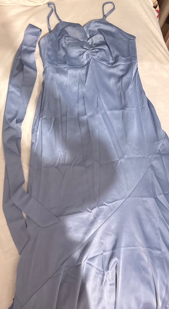 Powder Blue Satin Evening Dress Women Size S thumbnail 2
