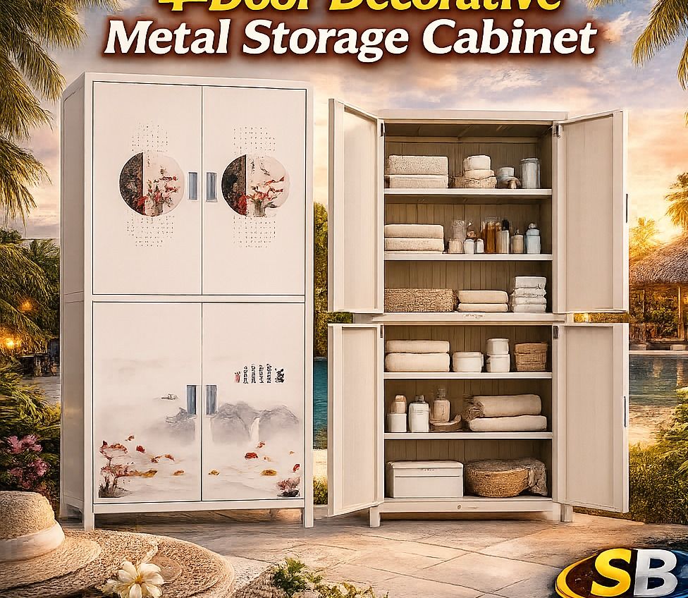 4-Door Decorative Metal Storage Cabinet - Image 1 of 1