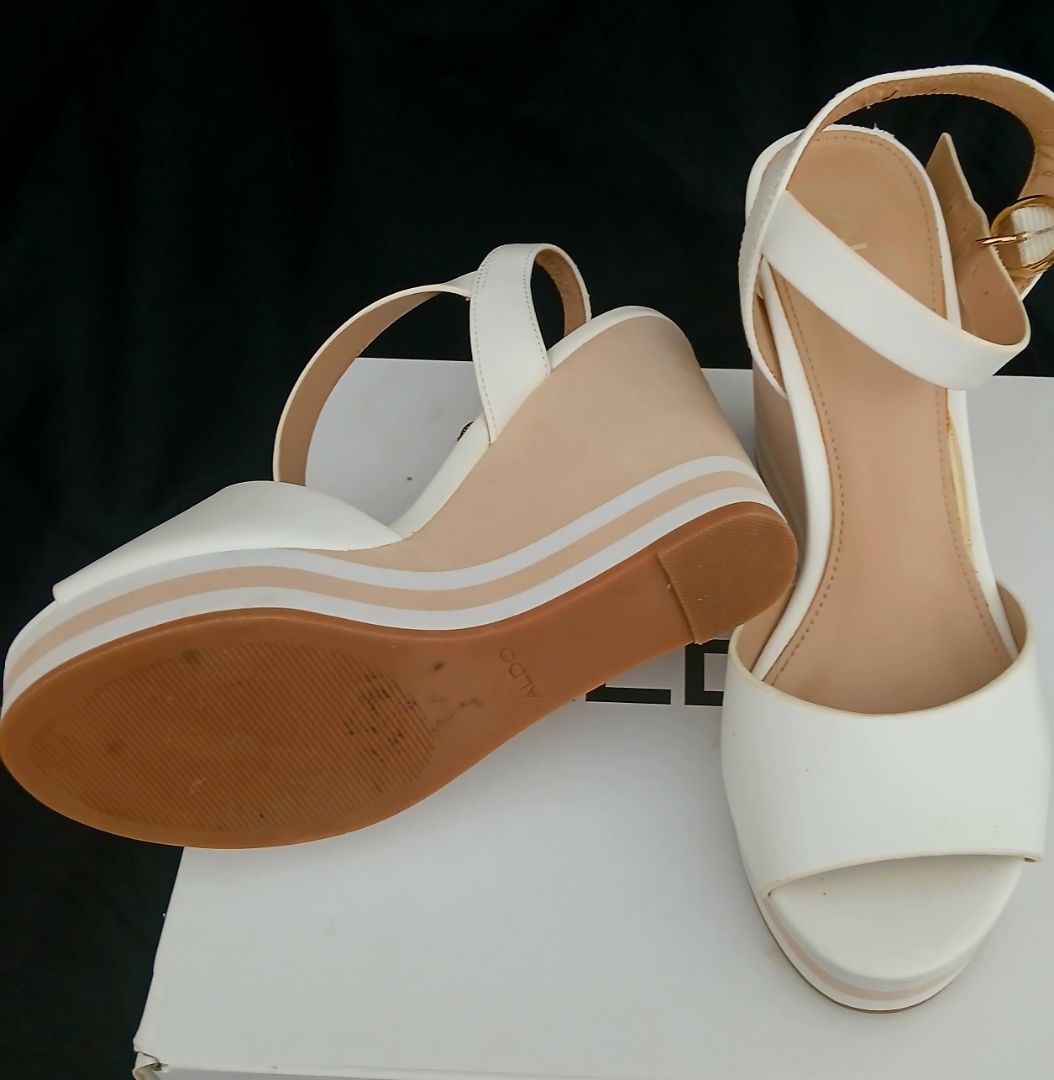Aldo White Wedge Sandals thumbnail 2