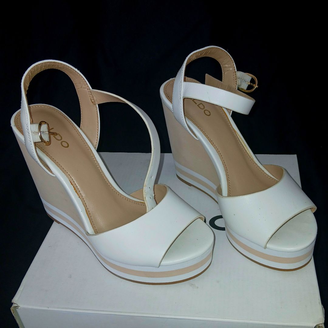 Aldo White Wedge Sandals thumbnail 3