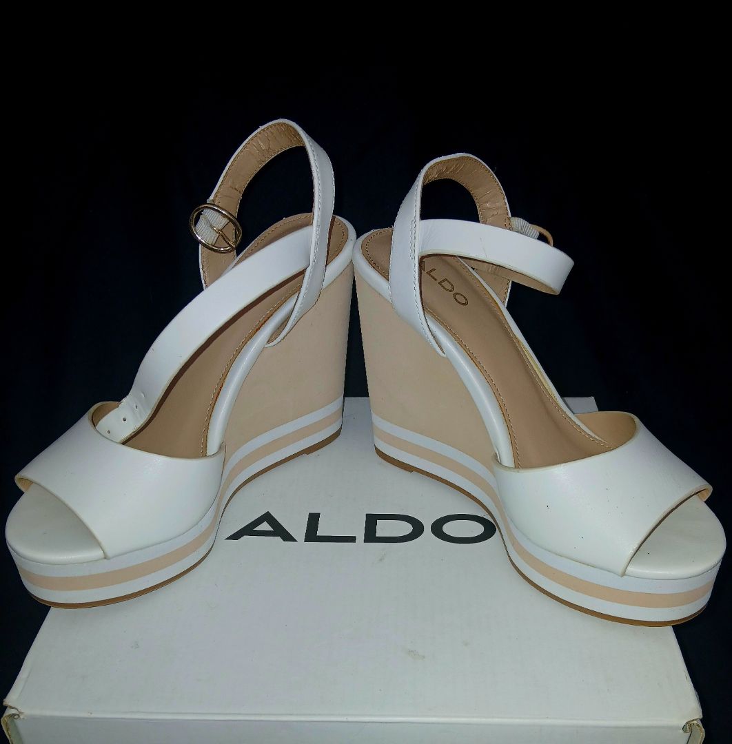 Aldo White Wedge Sandals thumbnail 4