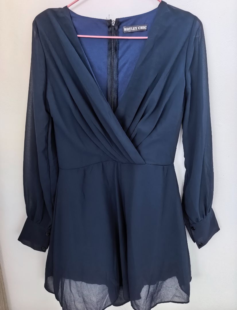 Motley Chic Blue Long Sleeve Romper Women M