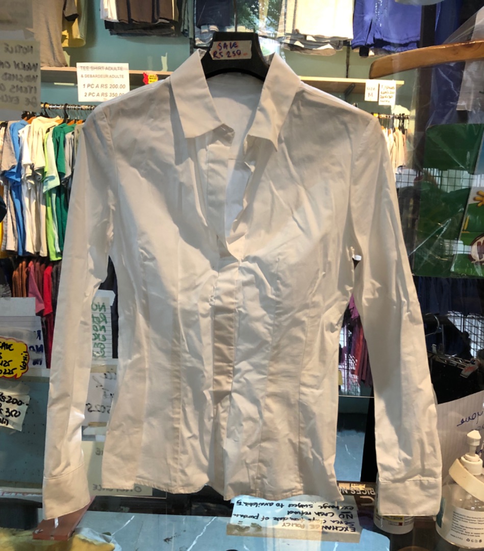 Women's White Long Sleeve Button-Down Shirt - Image 1 of 1