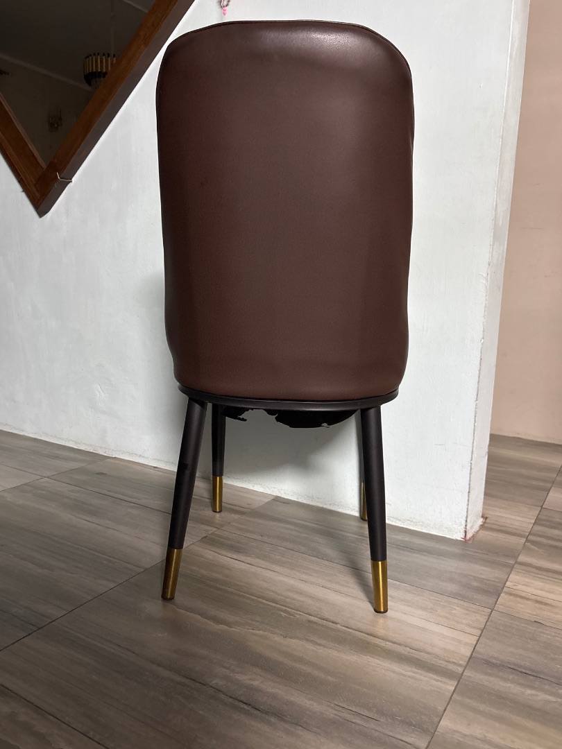 Set of 8 Semi Leather Chairs Off White and Brown thumbnail 2