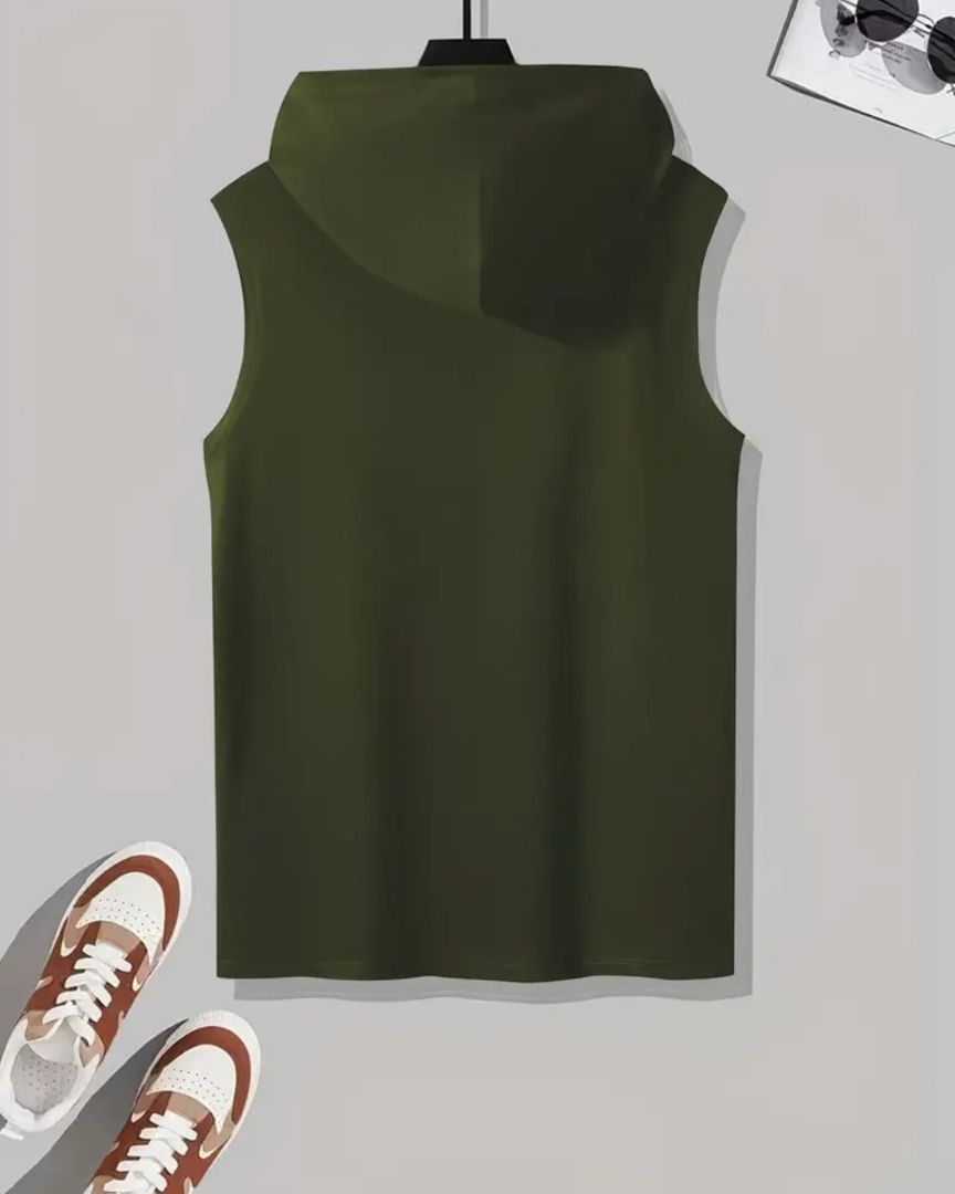 Old School Gym Sleeveless Hooded Vest Green XXL thumbnail 2