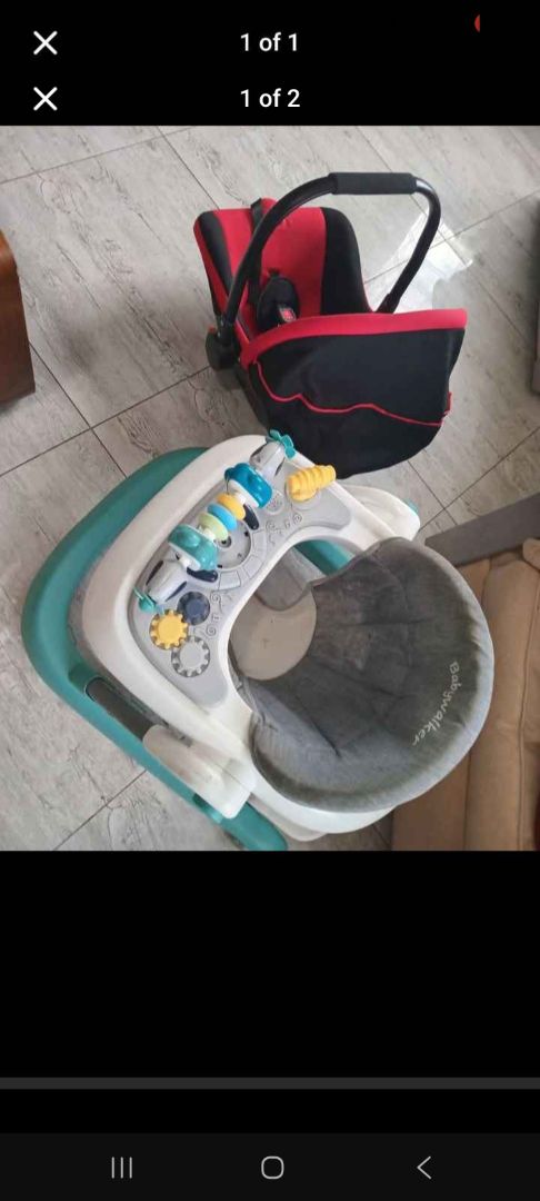 Car Seat Baby Walker with sound and Wooden Crib