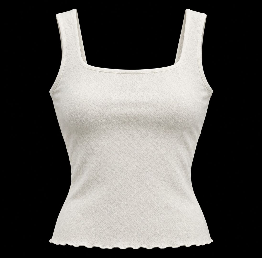 Women's White Square Neck Tank Top Size S