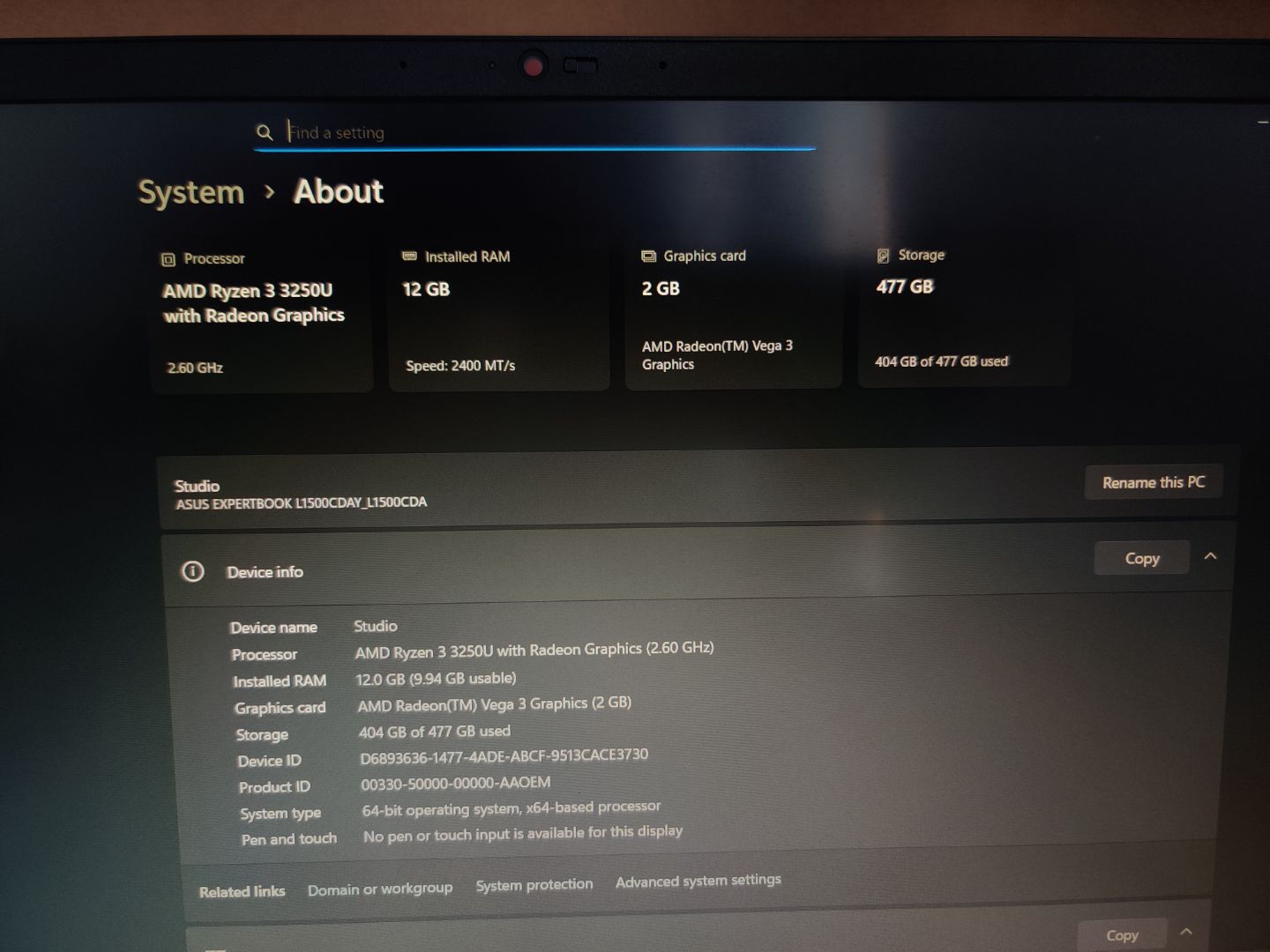 ASUS ExpertBook Ryzen 3 12GB 512GB SSD thumbnail 6