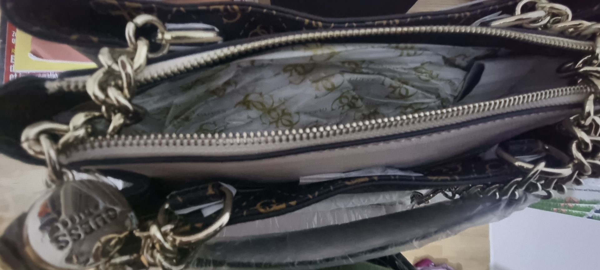 Guess Brown Logo Handbag - Image 1 of 4