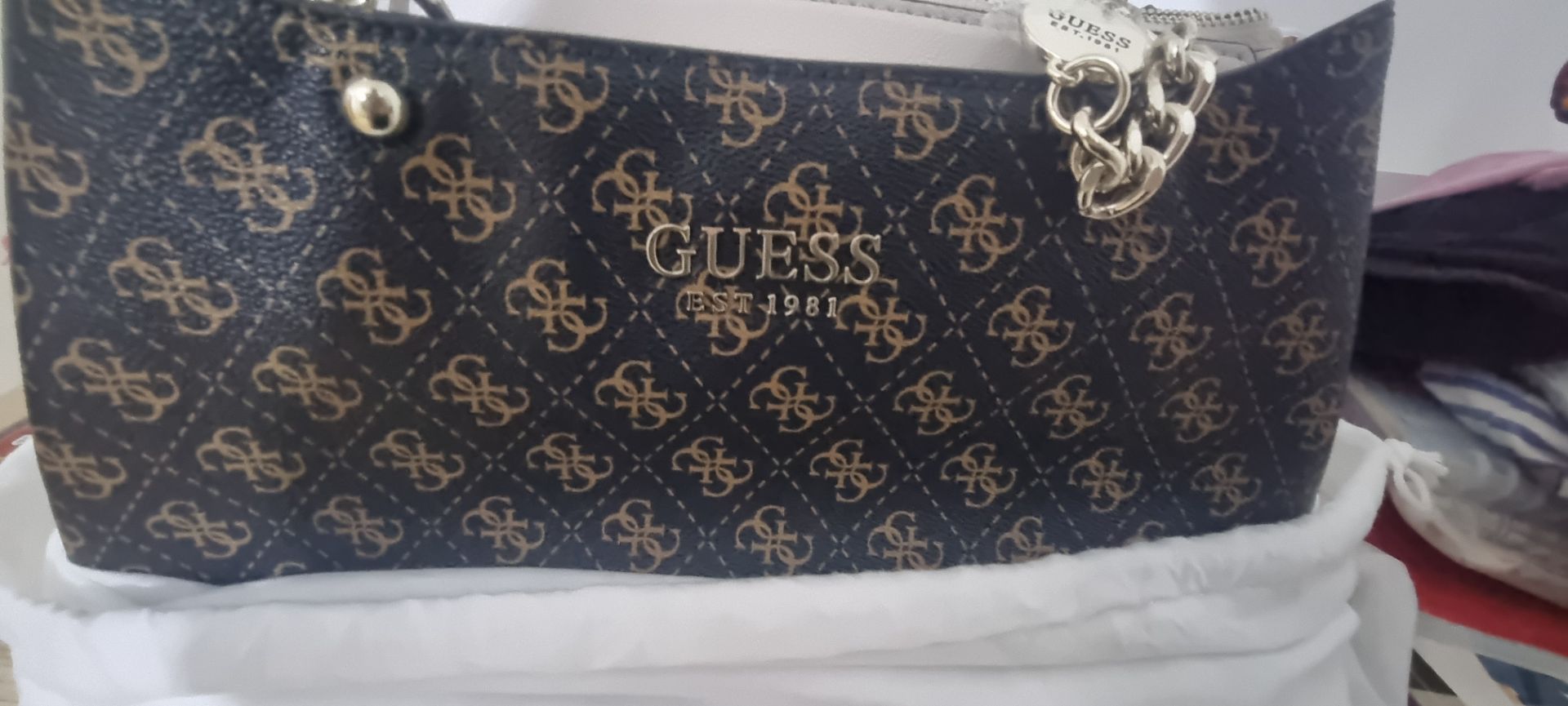 Guess Brown Logo Handbag thumbnail 3