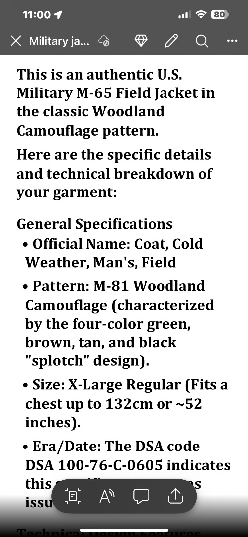 US Military M65 Field Jacket Camouflage Size XL Regular thumbnail 6