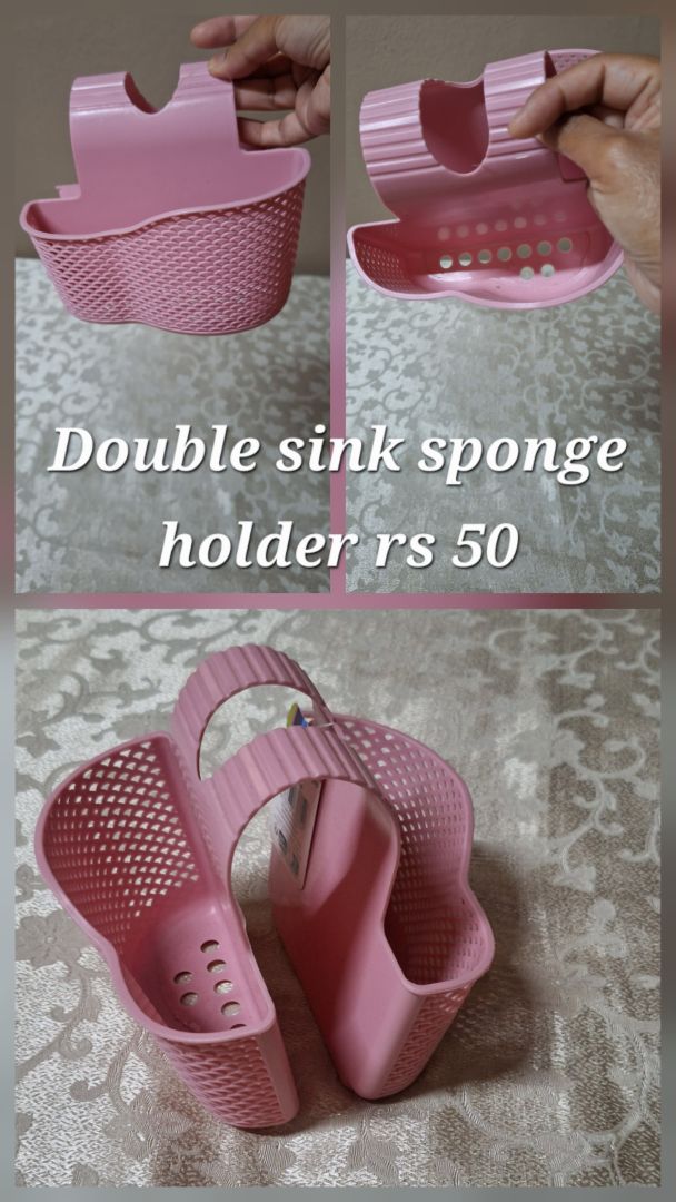 Double Sink Sponge Holder Pink