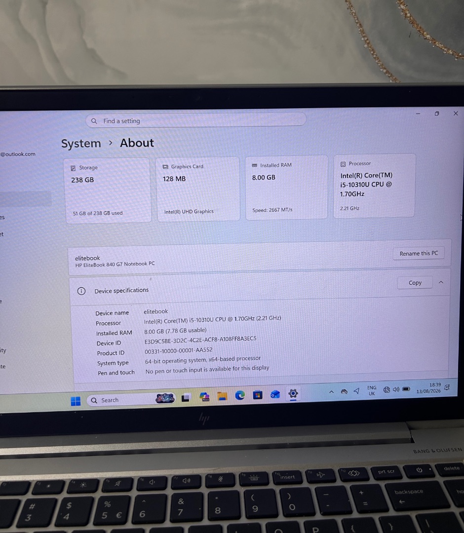 HP EliteBook 840 G7 256GB Silver thumbnail 2