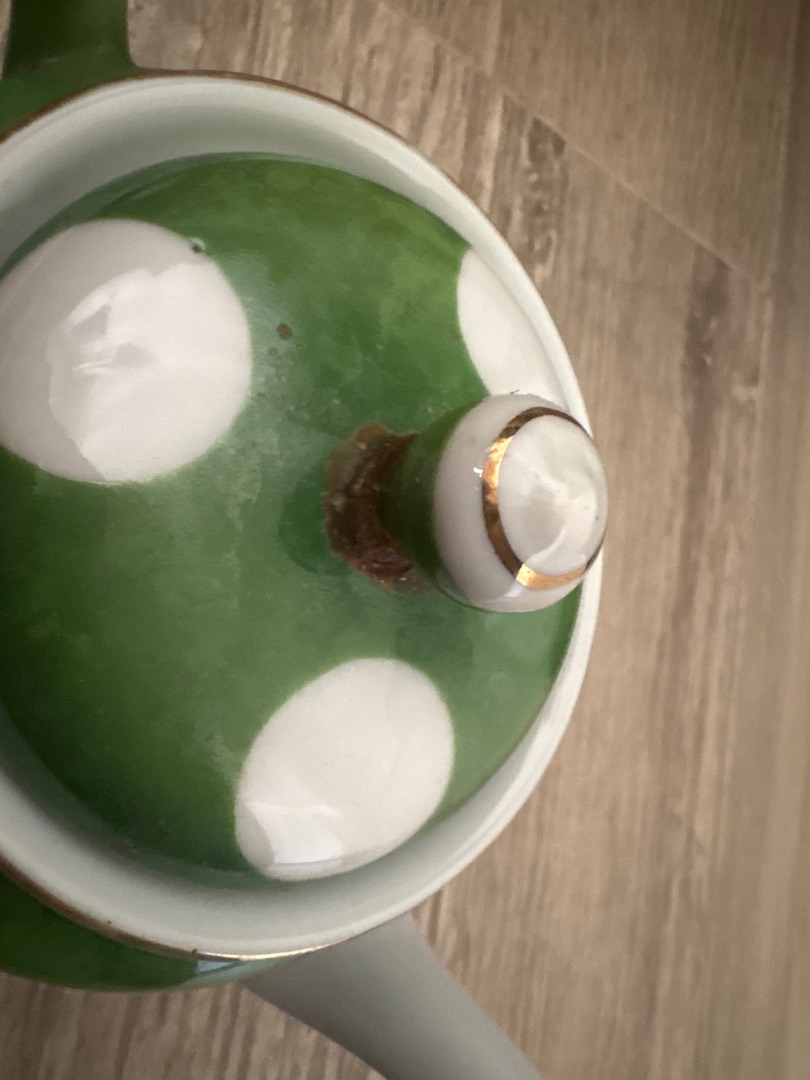 Green Polka Dot Ceramic Teapot with Lid thumbnail 2