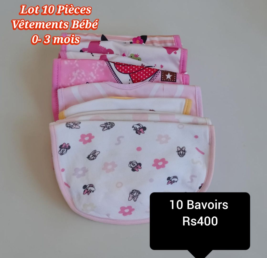 Lot of 10 Baby Bibs 0-3 Months