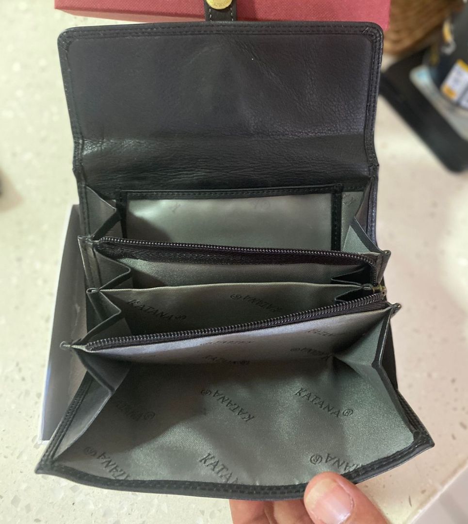 Katana Black Leather Women Wallet with Box thumbnail 2