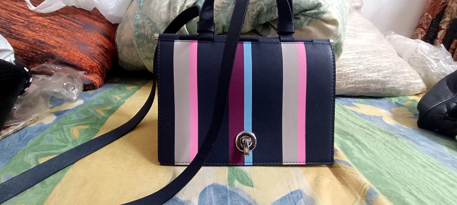 Zara Multicolored Striped Handbag