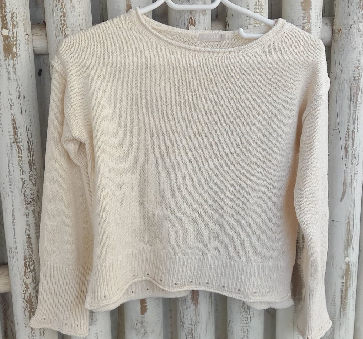 INAM Silk Knit Sweater Ecru Size S thumbnail 3