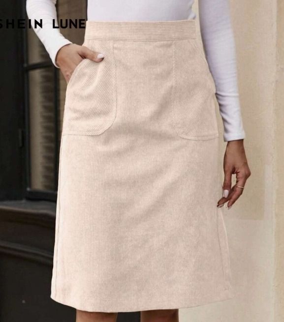 SHEIN LUNE Corduroy Skirt Apricot Size S