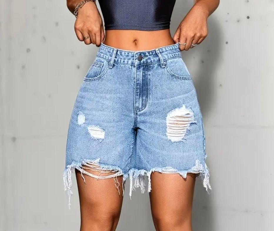 Women's Ripped Denim Shorts Blue