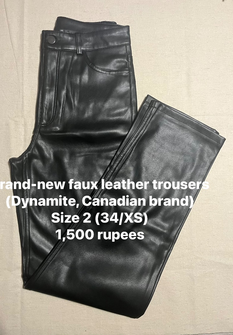 Dynamite Faux Leather Trousers Black Size XS