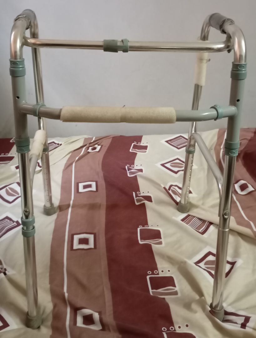Adult Medical Walking Frame Silver Green thumbnail 2