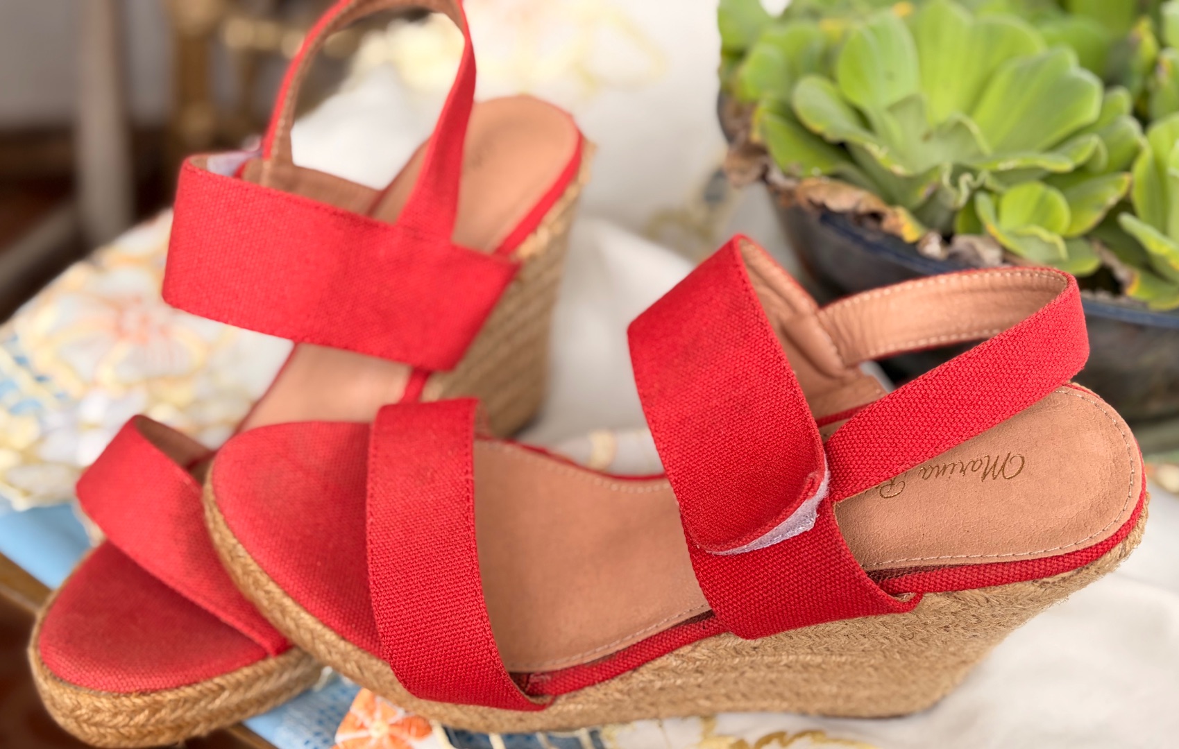Marina Rinaldi Red Wedge Sandals