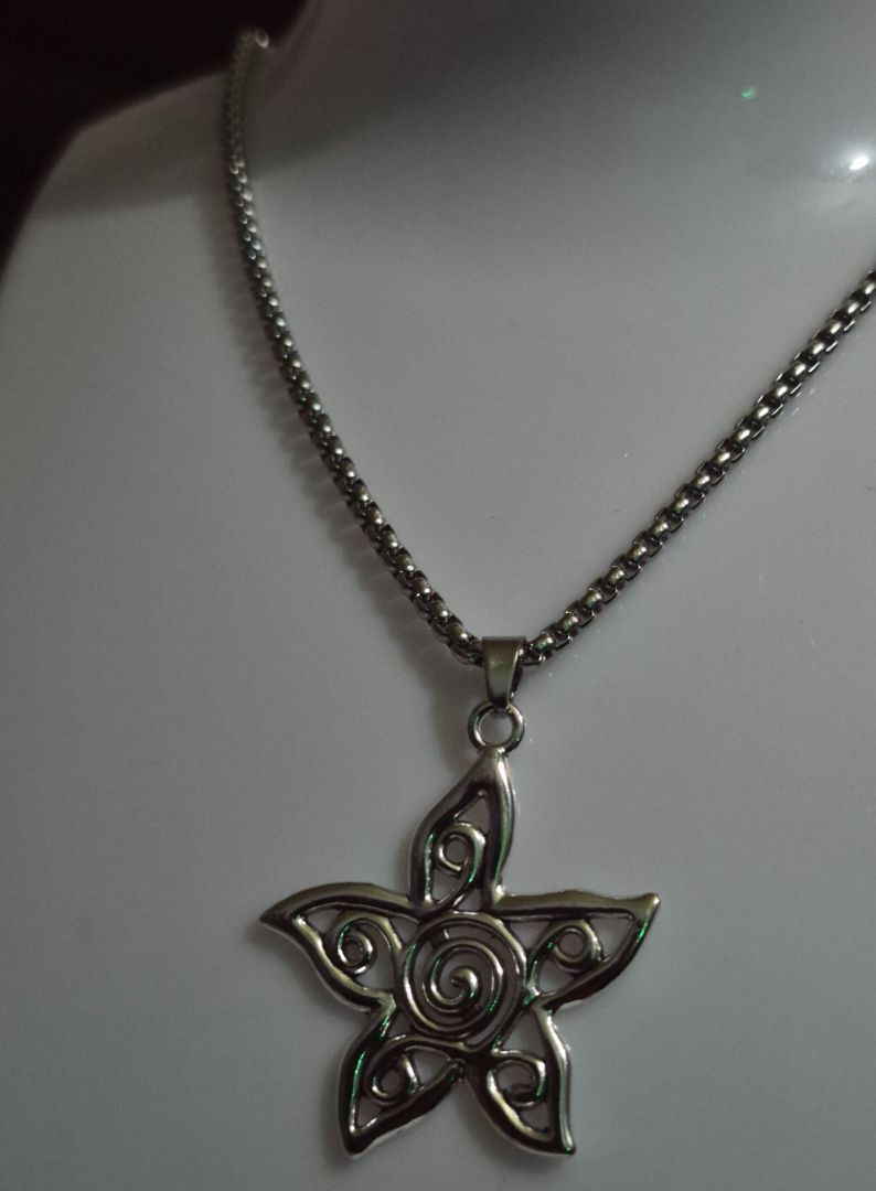 Silver Tone Star Pendant Necklace