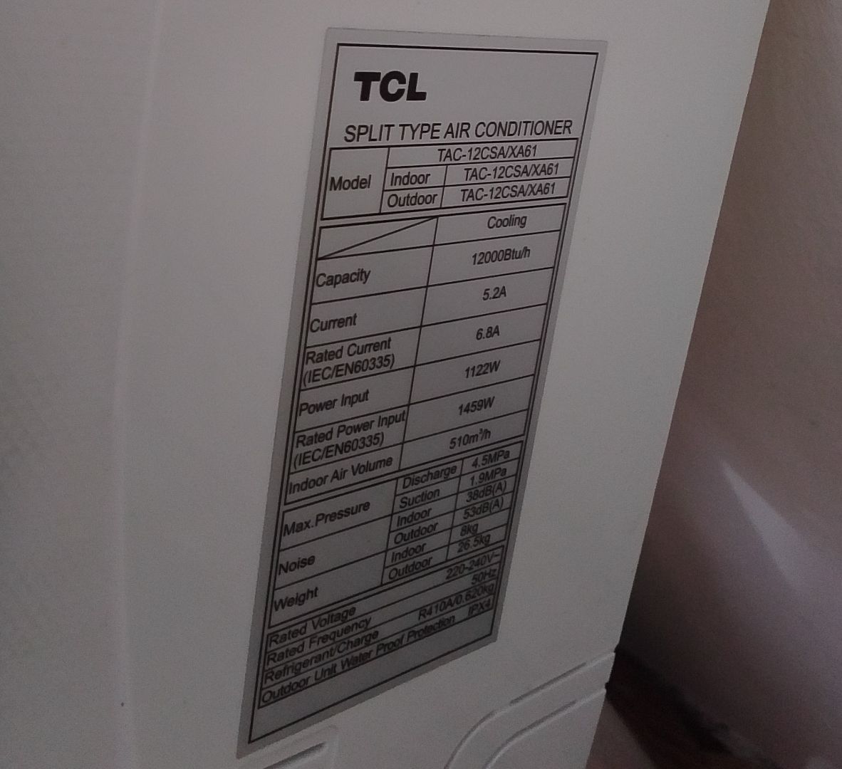 TCL 12000 BTU Split Air Conditioner White thumbnail 3
