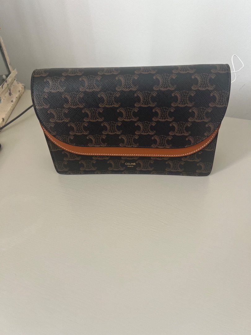 Céline Triomphe Canvas Envelope Clutch Brown thumbnail 2