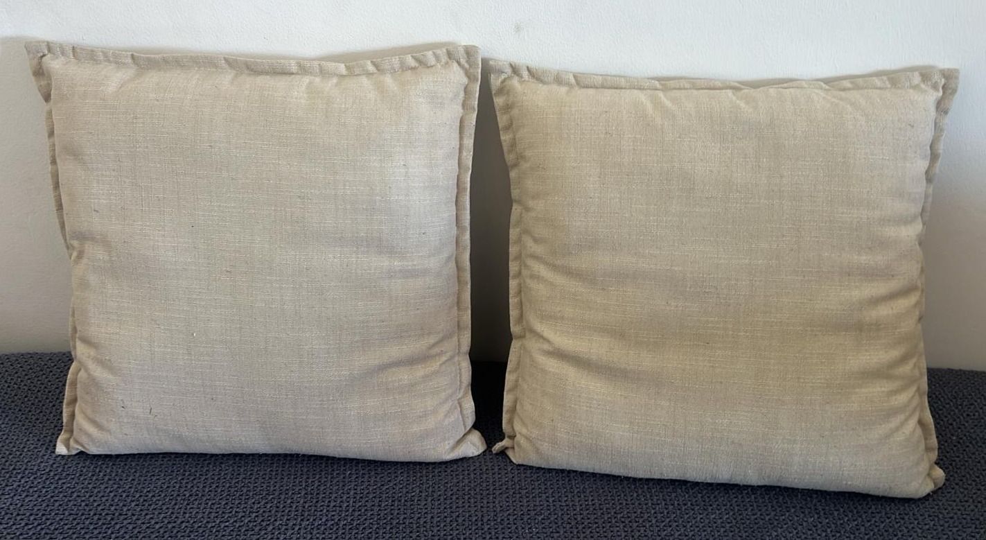 Set of 6 Linen Throw Pillows Beige Brown thumbnail 4