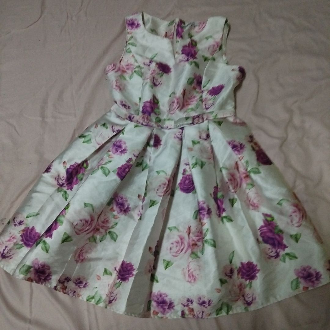 Floral Sleeveless Dress White and Purple - Image 1 of 2