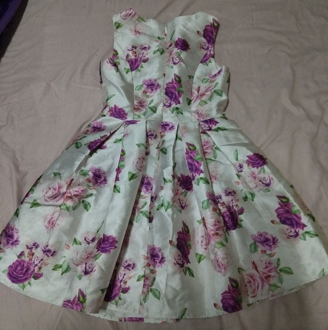 Floral Sleeveless Dress White and Purple thumbnail 2