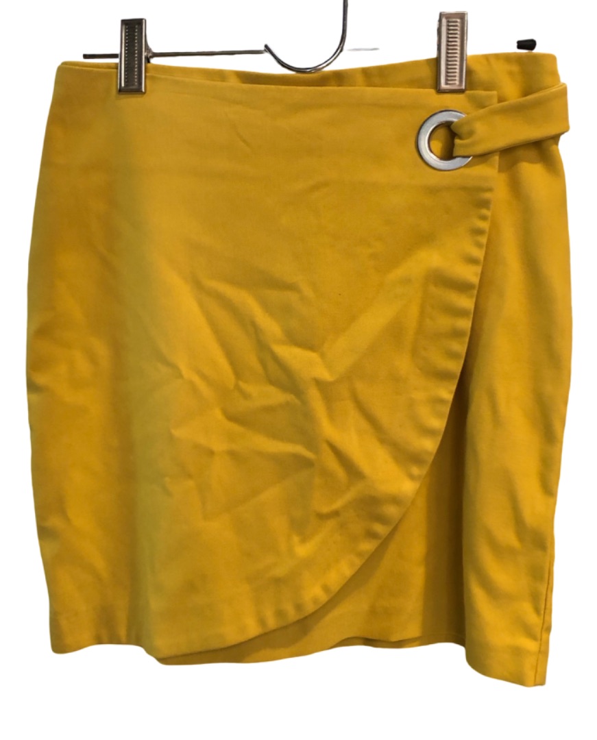 Yellow Wrap Skirt with Ring Detail Size M