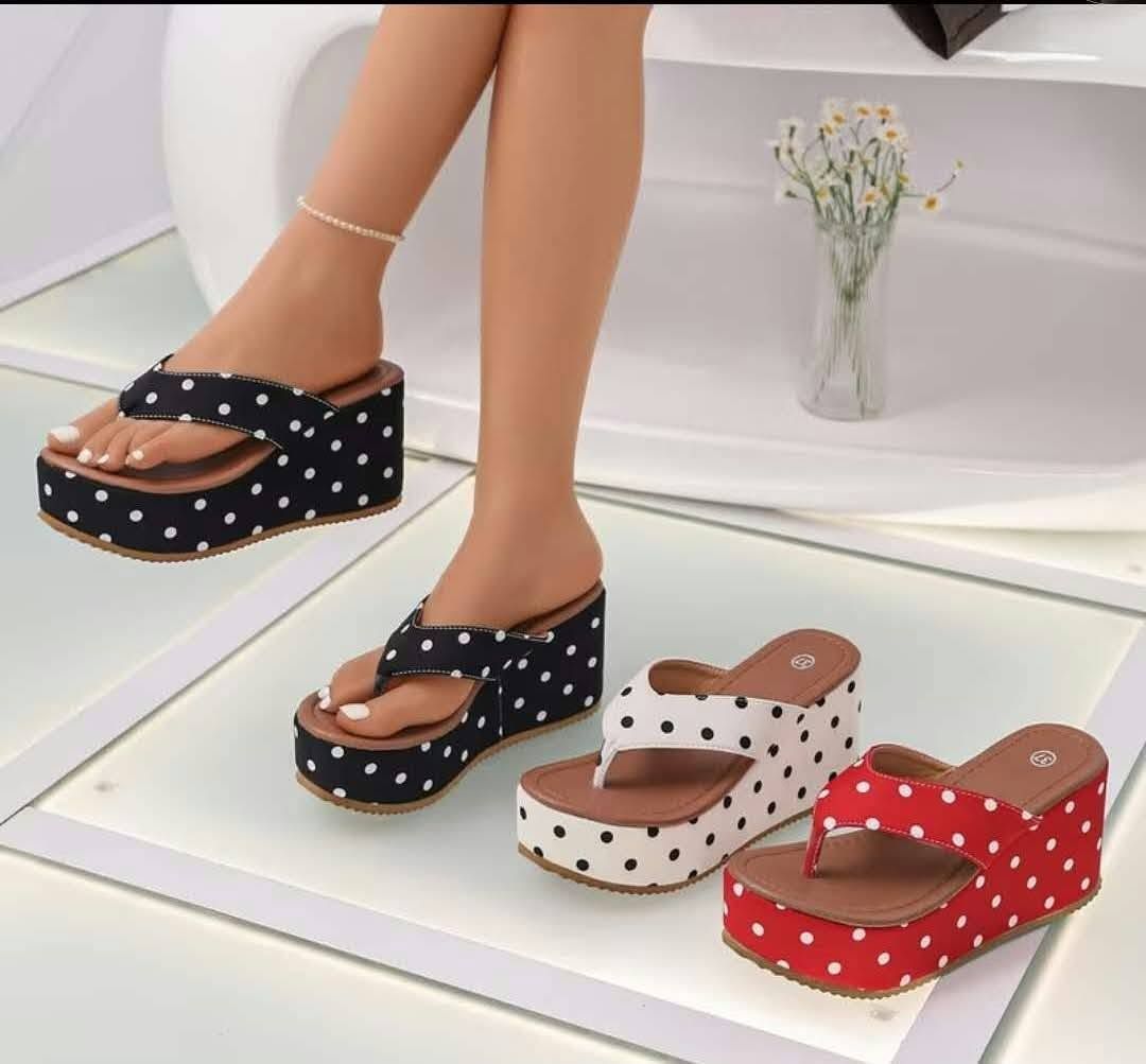 Women Polka Dot Wedge Sandals White thumbnail 4