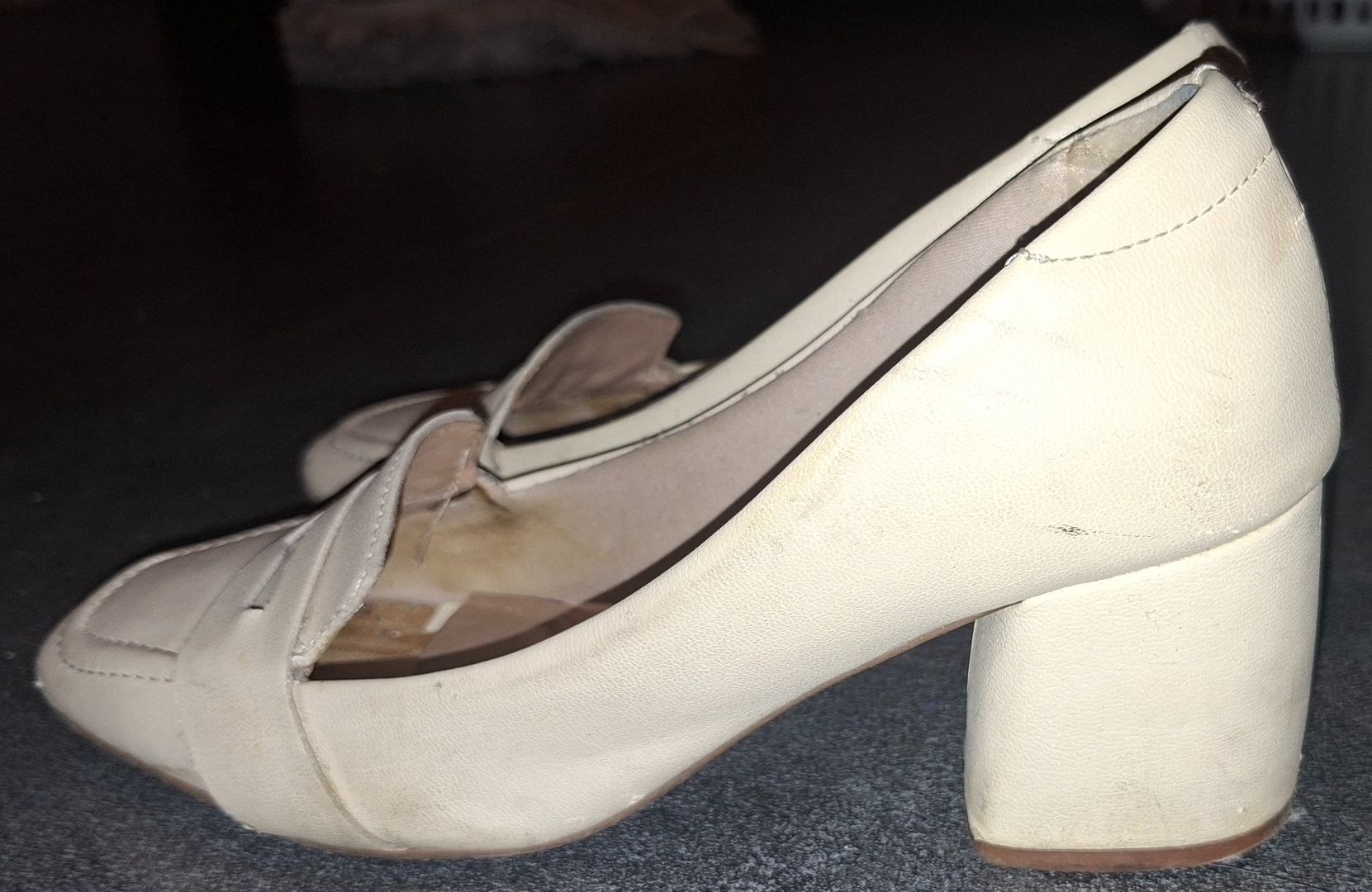 Beige Block Heel Loafer Pumps - Image 1 of 1