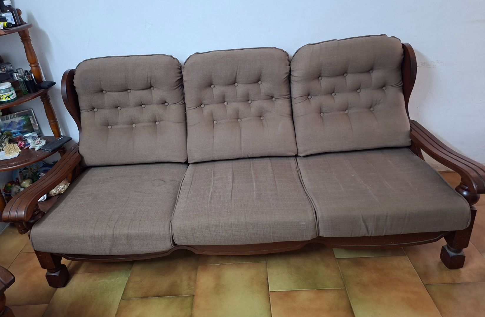 Wooden Living Room Sofa Set Brown thumbnail 2