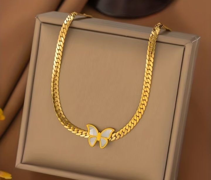 Gold Butterfly Necklace and Bracelet Set thumbnail 2